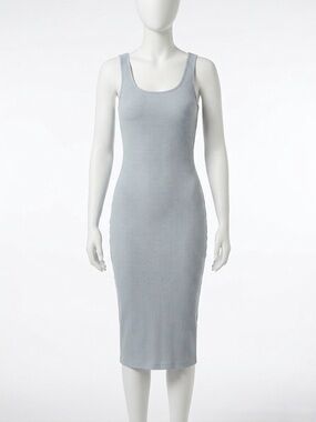 Wilfred Aritzia Murdock Dress - Blue Ribbed Midi Tank Dress - Size Small